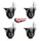 Service Caster 3.5'' Maroon Poly Swivel 7/16'' Grip Ring Stem Caster Set with Brake, 4PK SCC-GR20S3514-PPUB-MRN-PLB-716138-4 - alternate 4